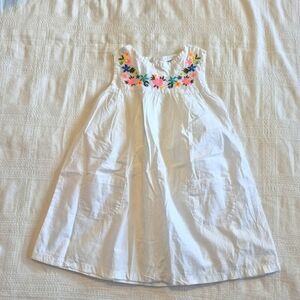 Carter's girls size 24 months white dress with flower embroidery, lined EUC